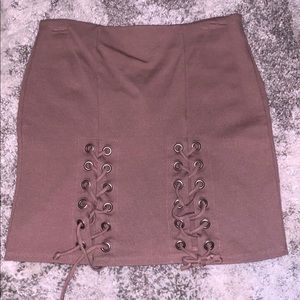 Lace-Up Front Miniskirt